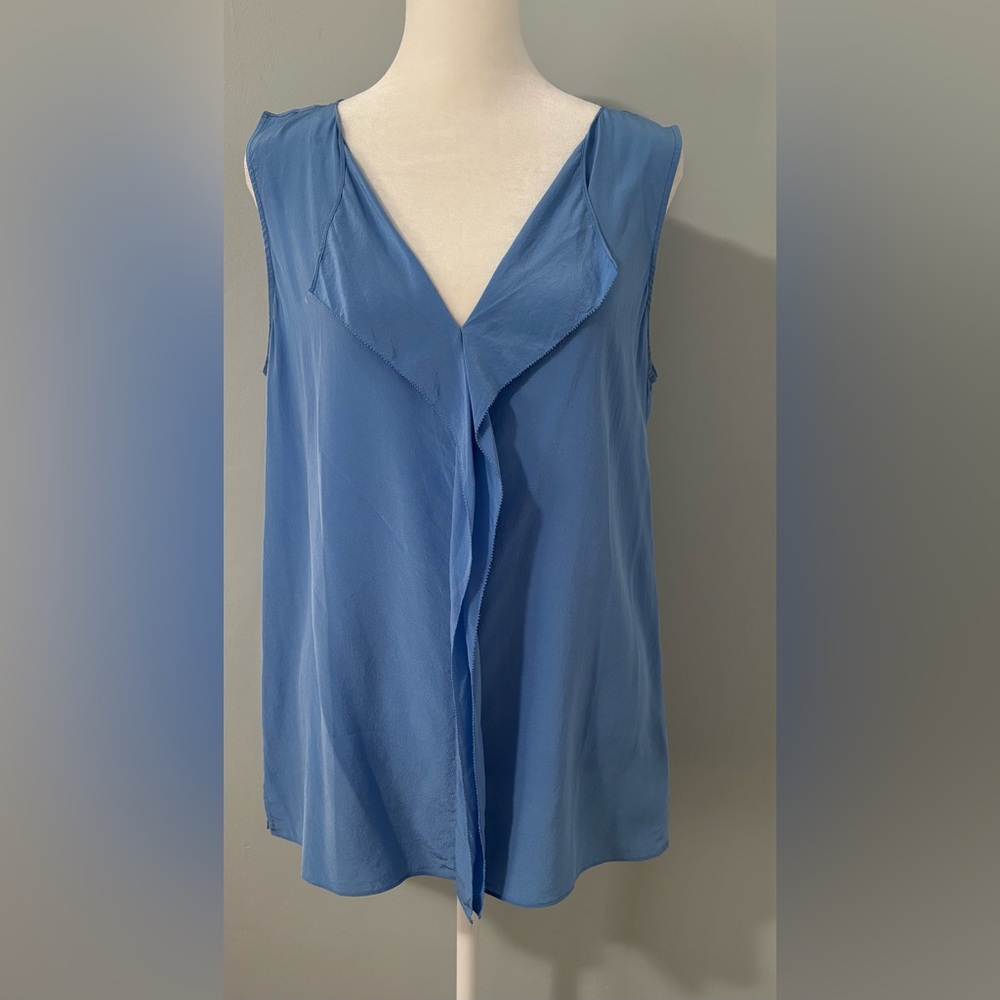 White House Black Market Sleeveless V-Neck Blue Women's Top Size M